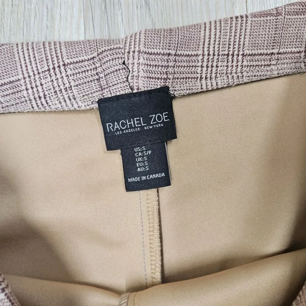 Rachel Zoe Womens Burgundy Plaid Pants Slim Leg Size Small